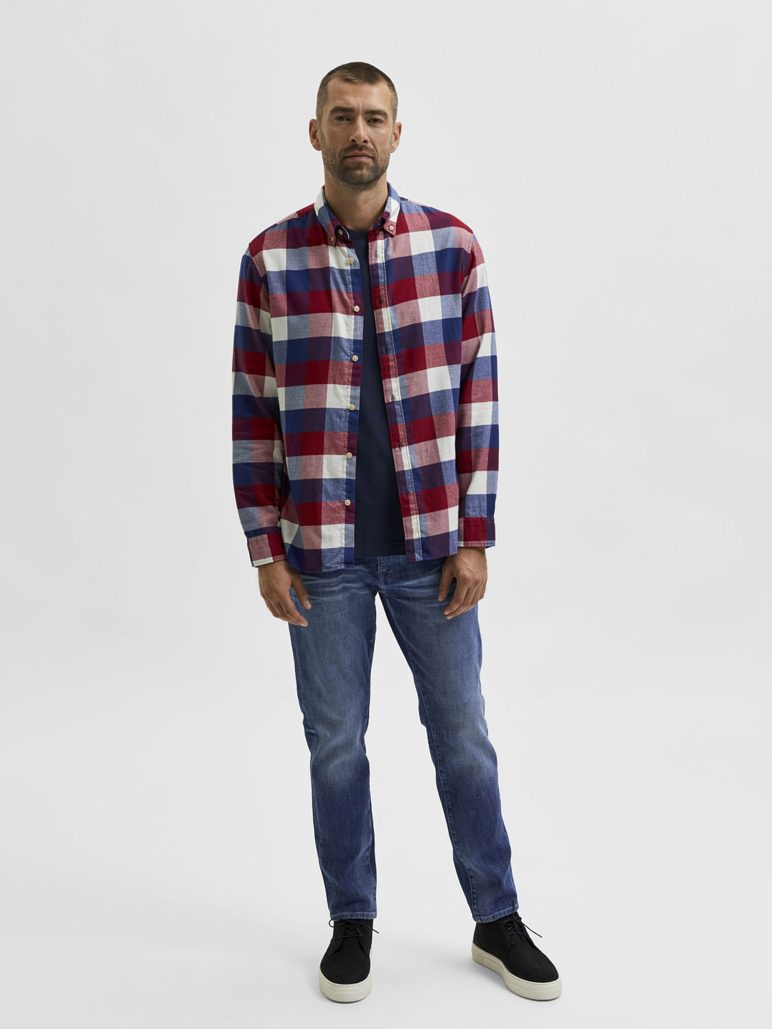 Red sale flannel jeans